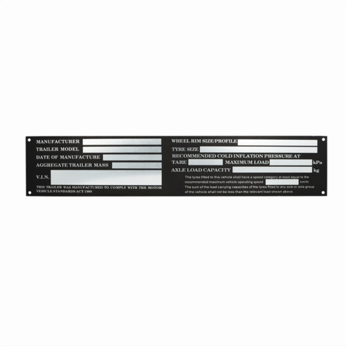 Aluminium Vin Number Compliance Trailer ID Plate