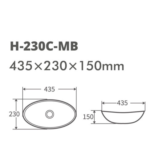 Matt Black Oblong Basin