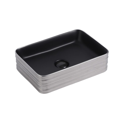 Matt Black With Silver Outside Rectangle Basin
