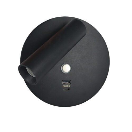 Round Wall Mount Reading Light With USB-A And USB-C