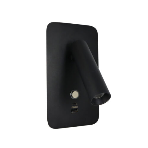 Square Wall Mount Reading Light With USB-A And USB-C