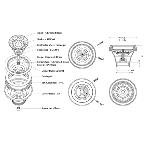 90mm Waste