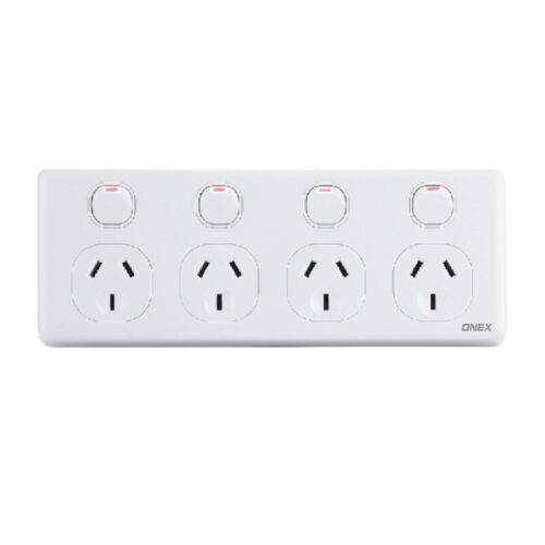 Double Pole GPO4 Horizontal White 250V 10A
