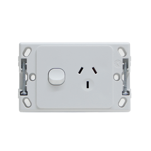 Single Power Point 10A Horizontal Double Pole
