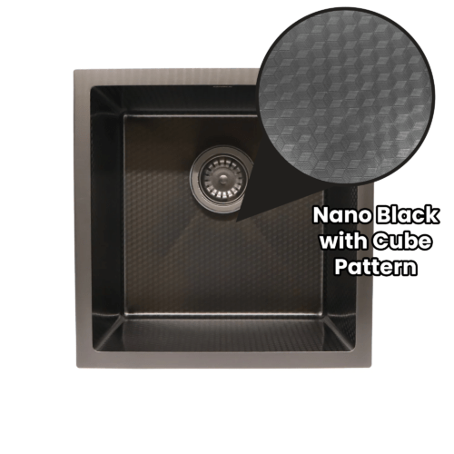 Handmade Single Bowl Sink Nano Black with Cube Pattern