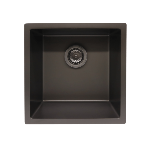Handmade Single Bowl Sink Matte Black with Millet Grain