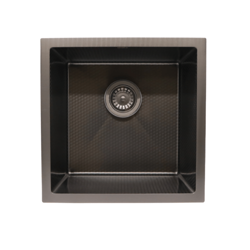 Handmade Single Bowl Sink Nano Black with Cube Pattern