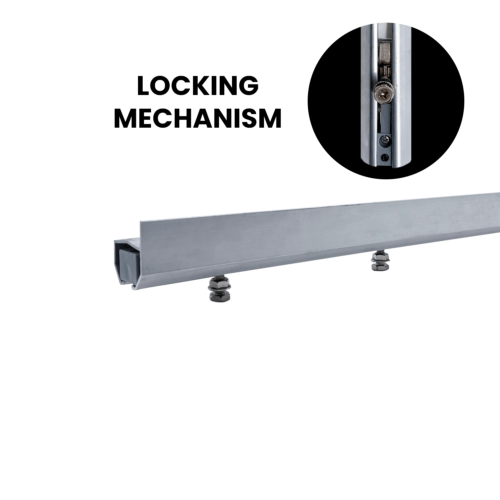 Locking caravan sliding door track – wall mount